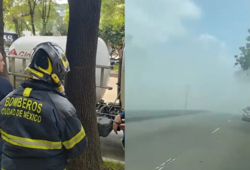 La fuga de gas de una pipa en Circuito Interior provocó miedo entre las personas que se encontraban en la zona. La fuga de gas de una pipa en Circuito Interior provocó miedo entre las personas que se encontraban en la zona.