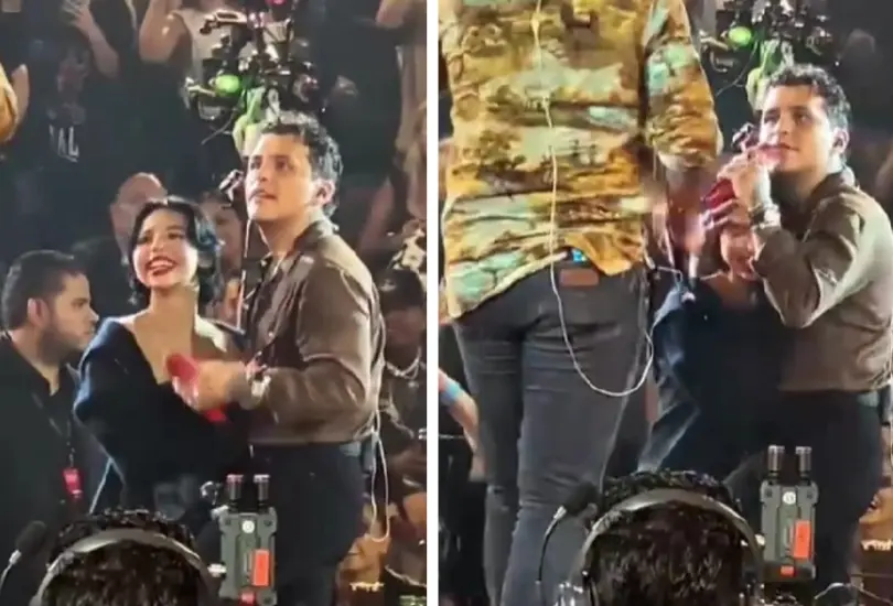 Nodal y Ángela Aguilar en un concierto