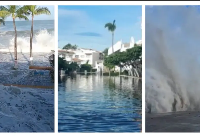 Olas en las calles y embarcaciones volteadas: las impactantes imágenes del paso de Priscilla en Puerto Vallarta