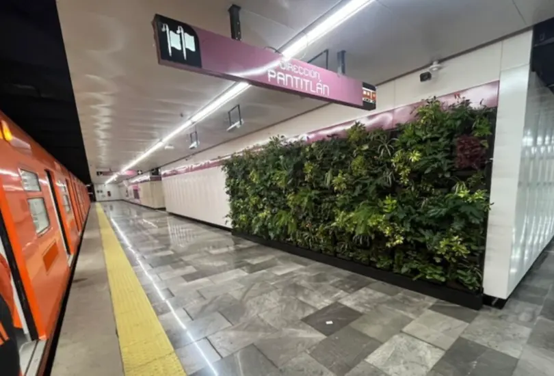 El Metro CDMX ya tiene su primer muro verde en la estación Juanacatlán. 