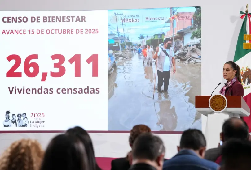 Sheinbaum reporta avance del censo en más de 26 mil viviendas afectadas por lluvias