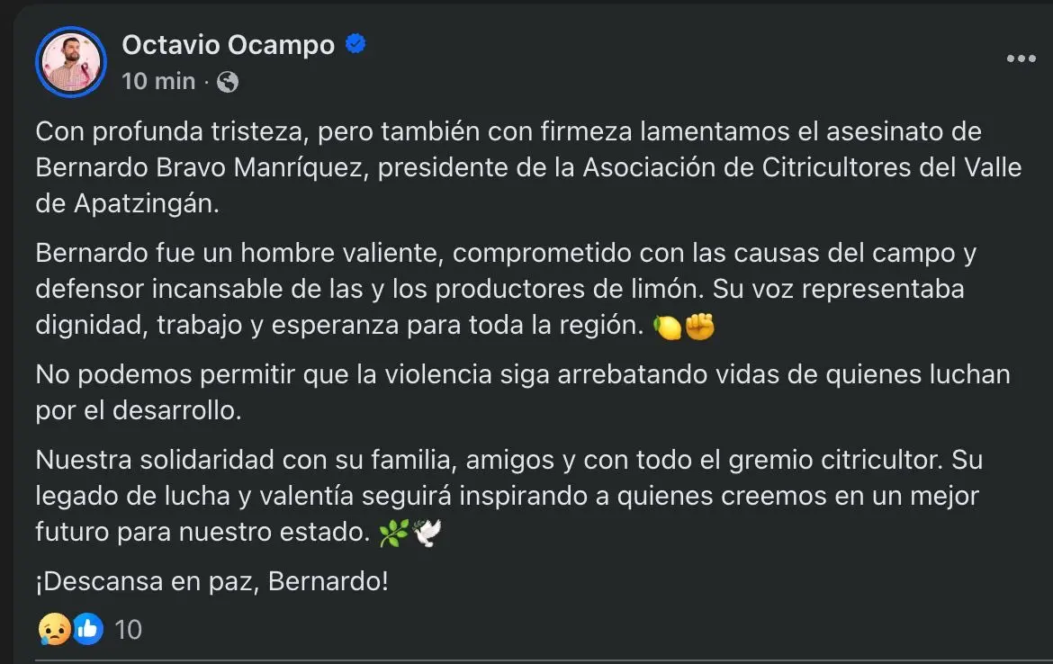 Reportan muerte de Bernardo Bravo, líder limonero Especial