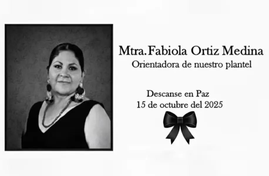 Obituario de Fabiola Ortiz Medina del COBAO 6, publicado en sus redes sociales. Especial